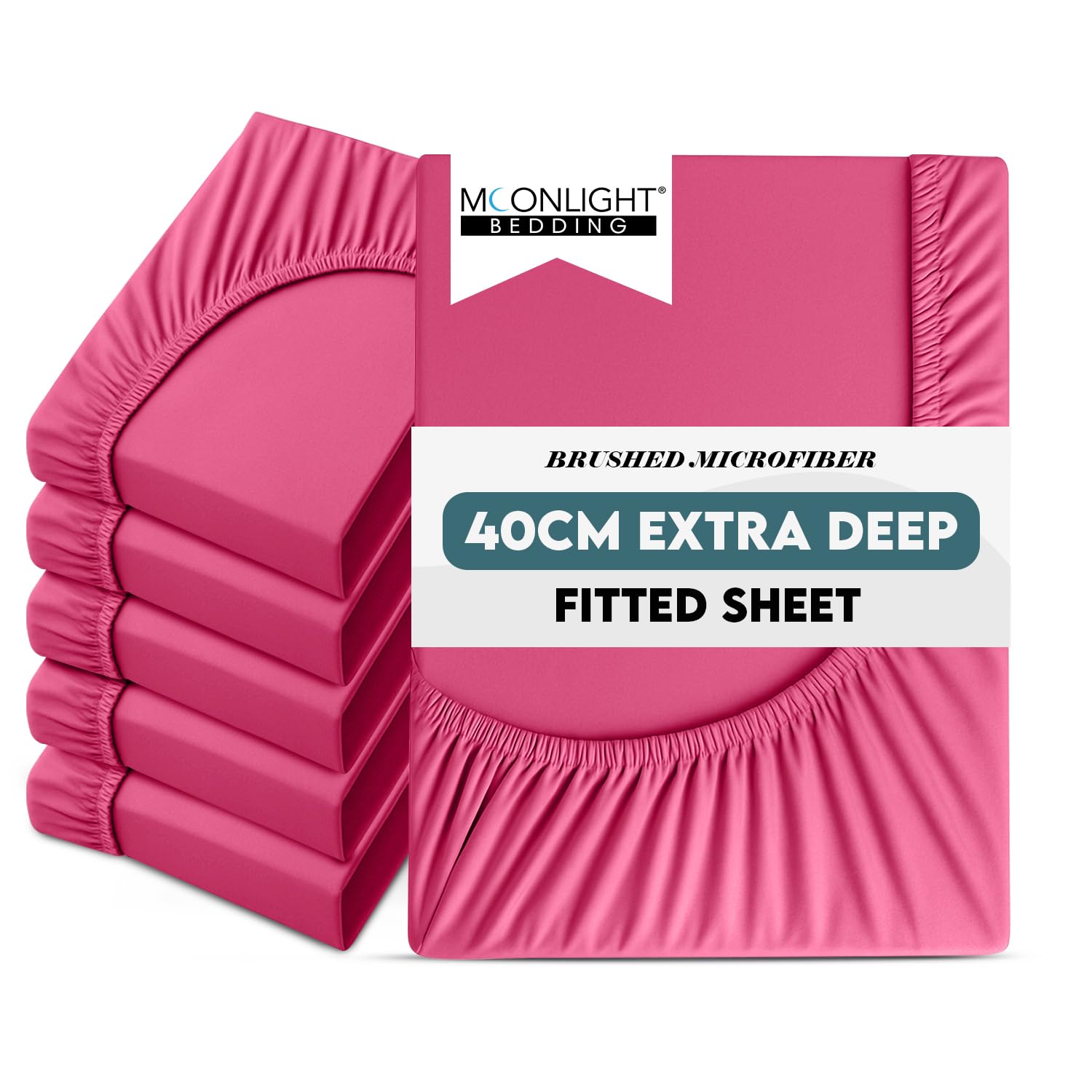 Moonlight Bedding King Size Fitted Sheets 6 Pack 40CM Hot Pink Bed Sheet