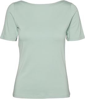 VERO MODA Women's Basic Short Sleeve Boat Neck Top