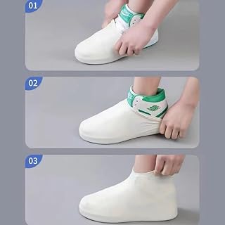 Copriscarpe in gomma impermeabile, riutilizzabili, antiscivolo, per attività all'aperto (1 paio)
