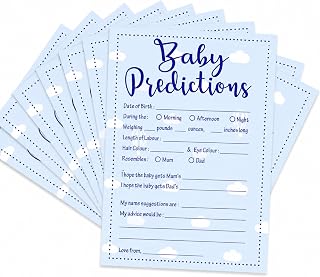 Baby Prediction Cards Blue – Pack of 10 Baby Shower Games & Keepsake Cards | Pack of 10 • A6 350gsm cards • Baby predictions game • Blue baby shower design • Fun activity & keepsake • Made in the UK