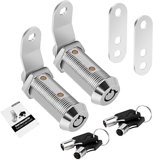 Cylinnda 2 Pack Cabinet Lock with Keys, 1-1/2" RV Storage Locks Keyed Alike, RV Locks for Storage Door, Camper Toolbox RV Cam Locks with Manual (Chrome - 2 Pack, 1-1/2 Inch)
