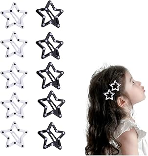10 Pcs Black and White Polka Dot Star Hair Clips for Hairpins Cute and Small Non Slip 1.25 Inch Y2K Aesthetic Hair Accessories for Women