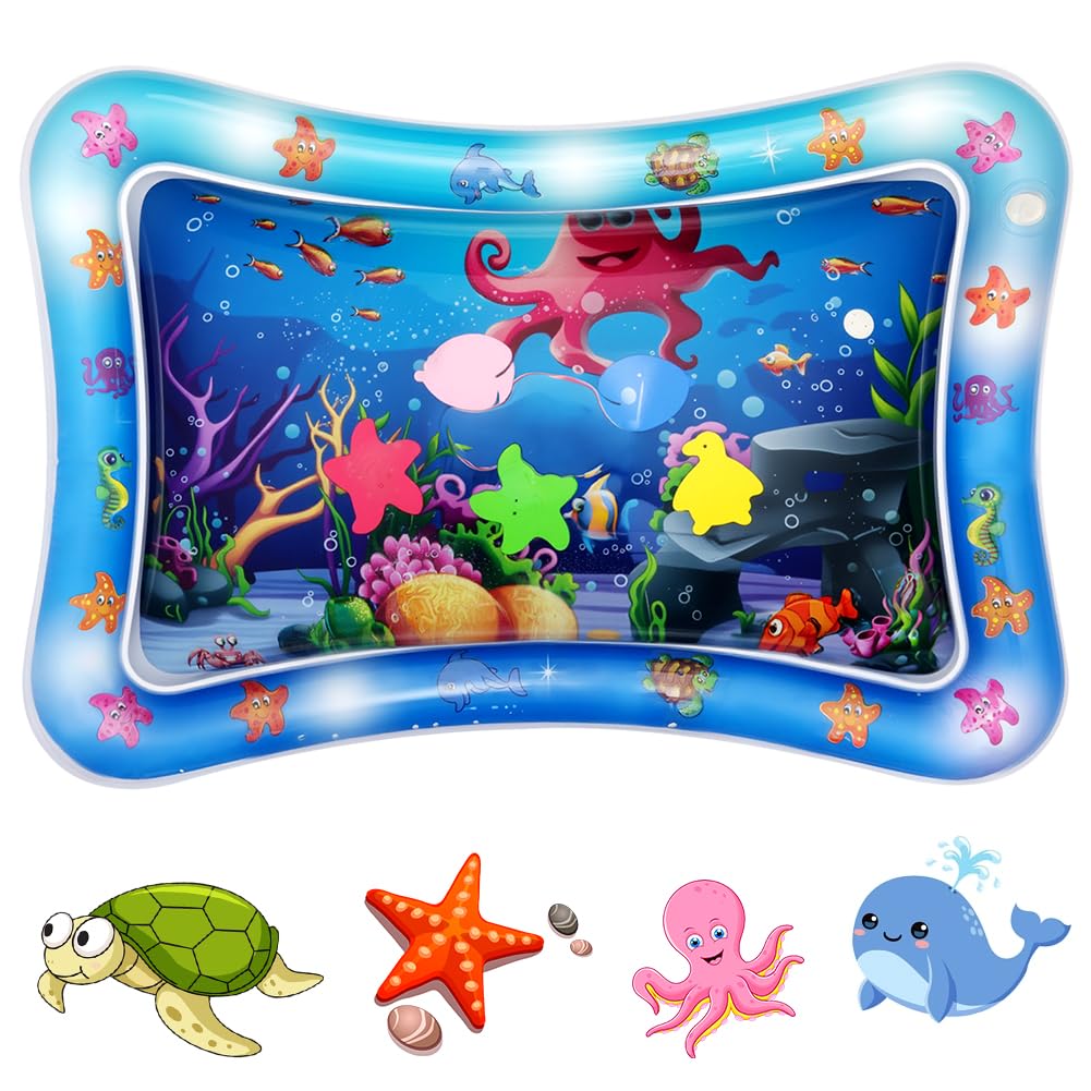 Aolso Tummy Time Mat, Inflatable Tummy Time Water Mat, Newborn Toys Play Mat Bab