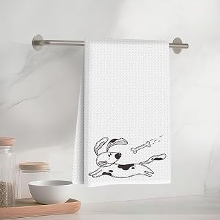 Vibrant Dog Bone Gripping Kitchen Towel 24x14 Inch, Absorbent Microfiber Decorative Cloth Tea Towel, Waffle Hand Towel for Kitchen Home Bathroom, Gift for Dog Lovers