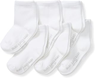 Burt's Bees Baby Organic Ankle & Crew Socks with Non-Slip Grips, 6-Pack | Soft, stretchy cotton blend ankle socks feature a stay-put ankle rib band and keep socks on feet