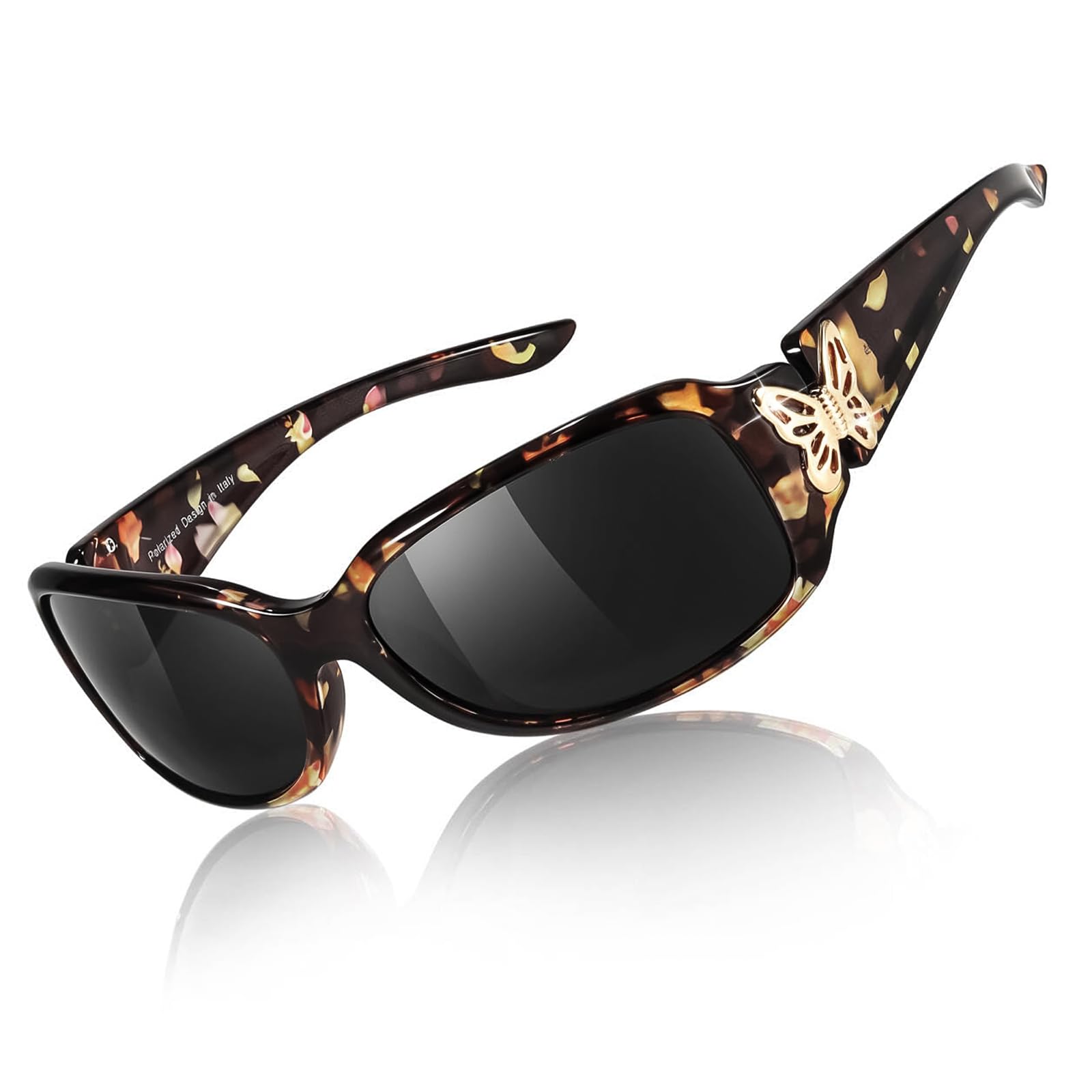 TJUTR Polarized Sunglasses for Women with Wrap Around Butterfly Design