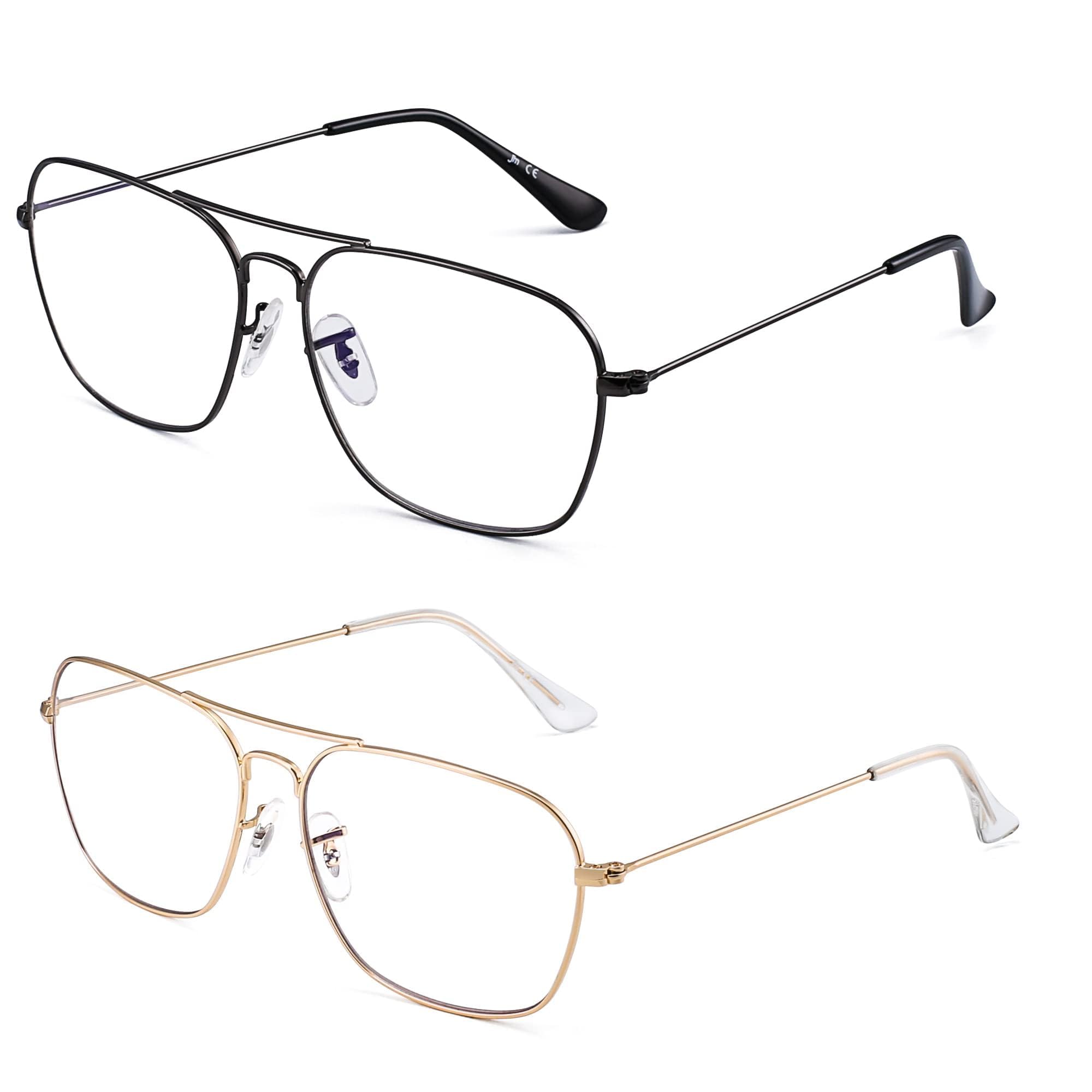 JM 2-Pack Aviator Reading Glasses Women Anti Blue Light Computer Readers