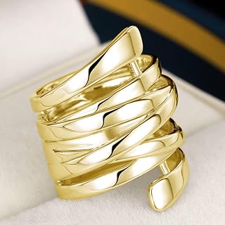 Women's Fashion Metallic Style Wide Rings Hip Hop Rock Party Accessories Jewellery for Women