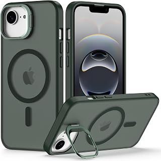 Nvollnoe for iPhone 17e Case,iPhone 16e Case Compatible with MagSafe Military Grade Shockproof Heavy Duty Protective Adjustable Kickstand Matte Semi Clear Phone Cover for iPhone 16e/17e(Dark Green)