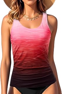 Aqua Eve Nora Women's Scoop Neck Wide Straps Tummy Control Tankini