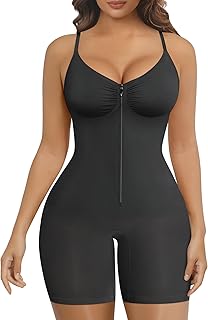 SHAPERX Shapewear Bodysuit for Women Tummy Control Seamless Zip-Up Body Shaper Snatched Waist Sculpting Body Suit