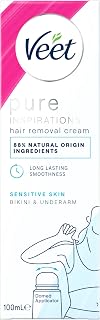 Veet Pure Bikini & Underarms Hair Removal Cream, 100ml, Sensitive Skin