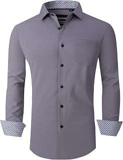 Alex Vando Men's Long Sleeve Shirt Regular Fit Elastic Business Shirt for Men