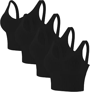 Eleplus 4 Pieces Comfy Cami Bras Womens Tank Crop Tops Built in Bra Pack