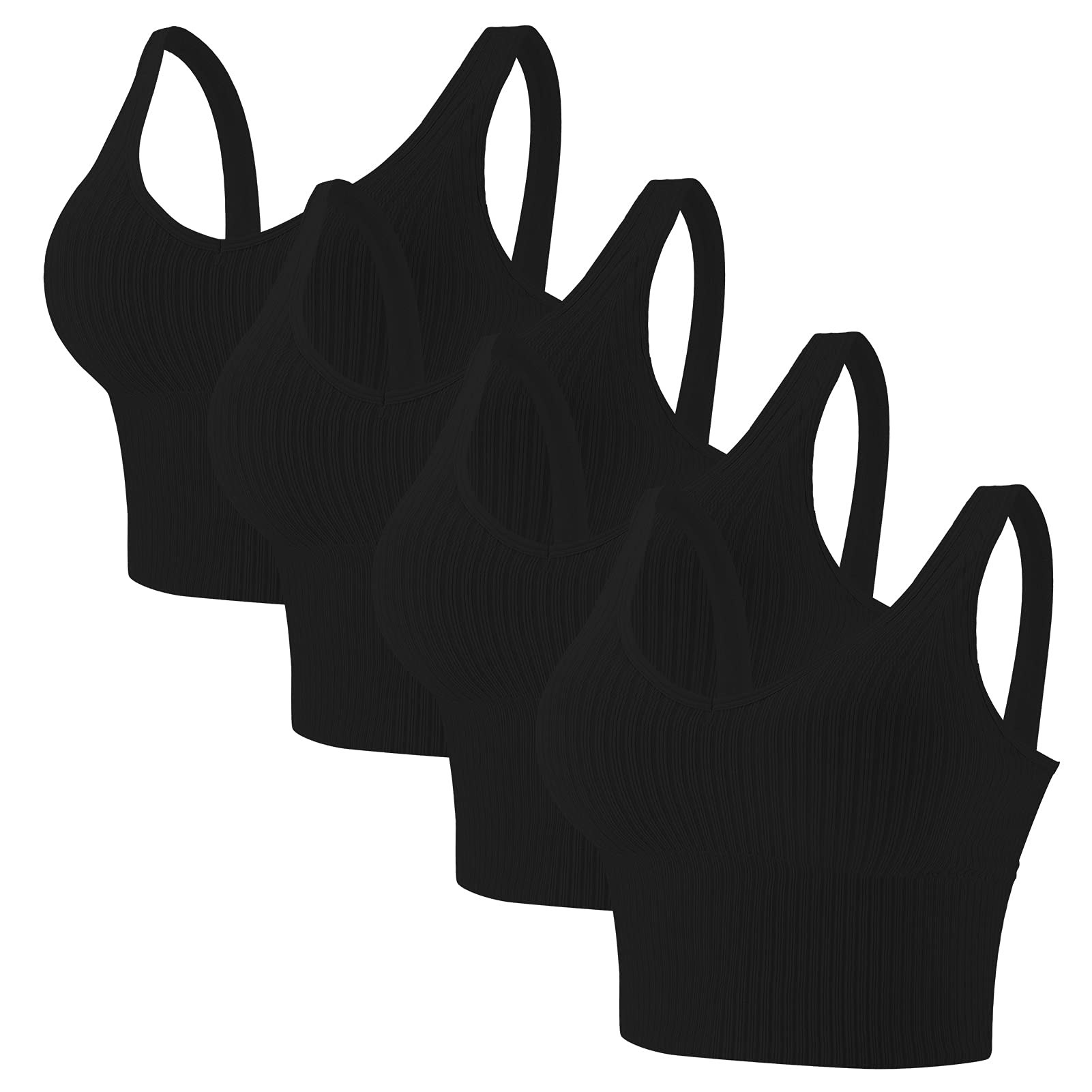 Eleplus 4 Pieces Comfy Cami Bras Womens Tank Crop Tops Built in Bra Pack