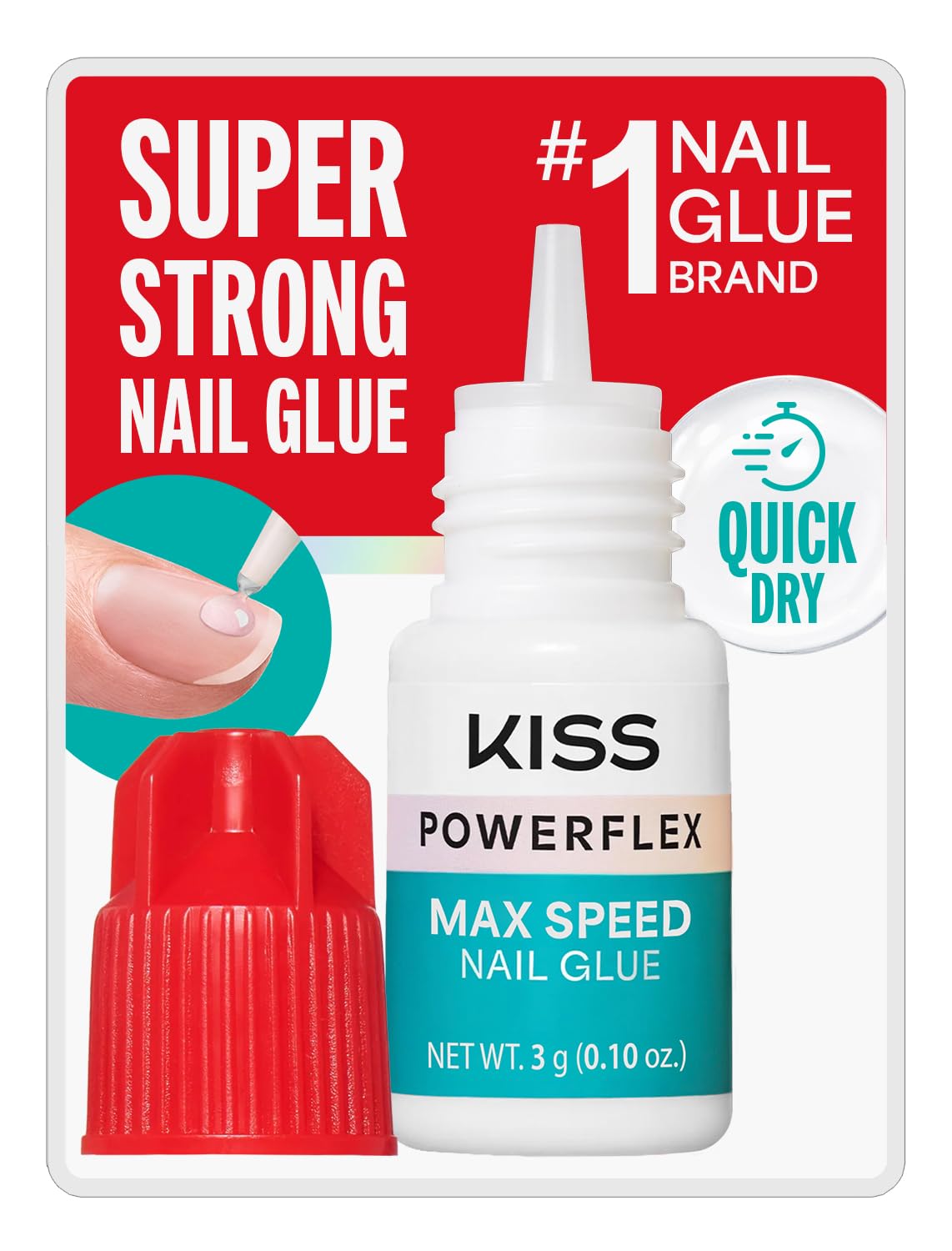 Kiss PowerFlex Maximum Speed Nail Glue - Fast Drying Adhesive for Glue-On Nails 