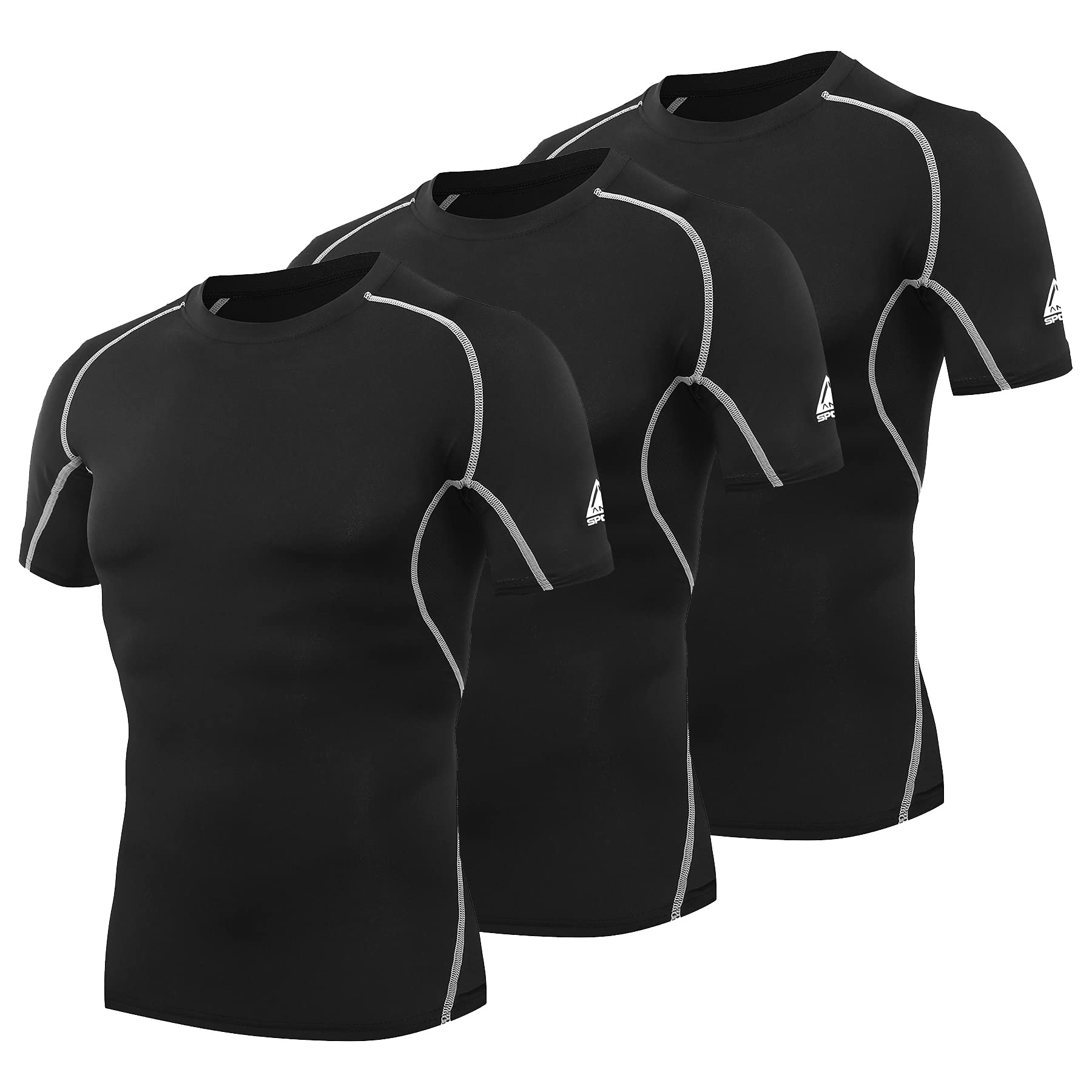 AMZSPORT Men's Compression Top Short Sleeve Base Layer Athletic T-Shirt Running 