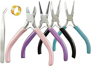 LBUQSVF 4pcs Mini Jewelry Pliers Tools Set for Jewelry Making &amp; Repair | Small Jewelry Supplies Pliers: Bent/Round/Zipper/Needle-Nose &amp; Wire Cutters for Crafting, Wire Wrapping, Earrings, Beading