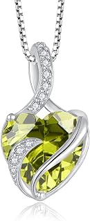 FJ Women's Necklace Heart Birthstone 925 Sterling Silver Infinity Jewellery Gifts for Women Girlfriend Wife Mom