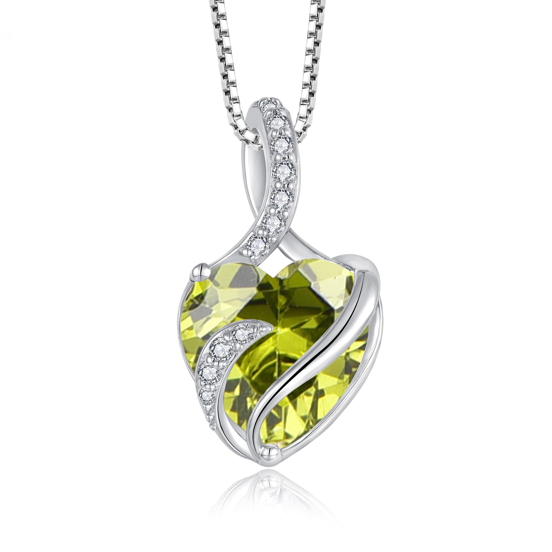 FJ Women's Necklace Heart Birthstone 925 Sterling Silver Infinity Jewellery Gift