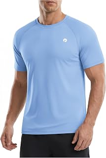 PINSPARK Workout Shirts for Men UPF 50+ Quick Dry Athletic Gym Tee Shirts Mens Short Sleeve Running Cooling Swimming T-Shirt