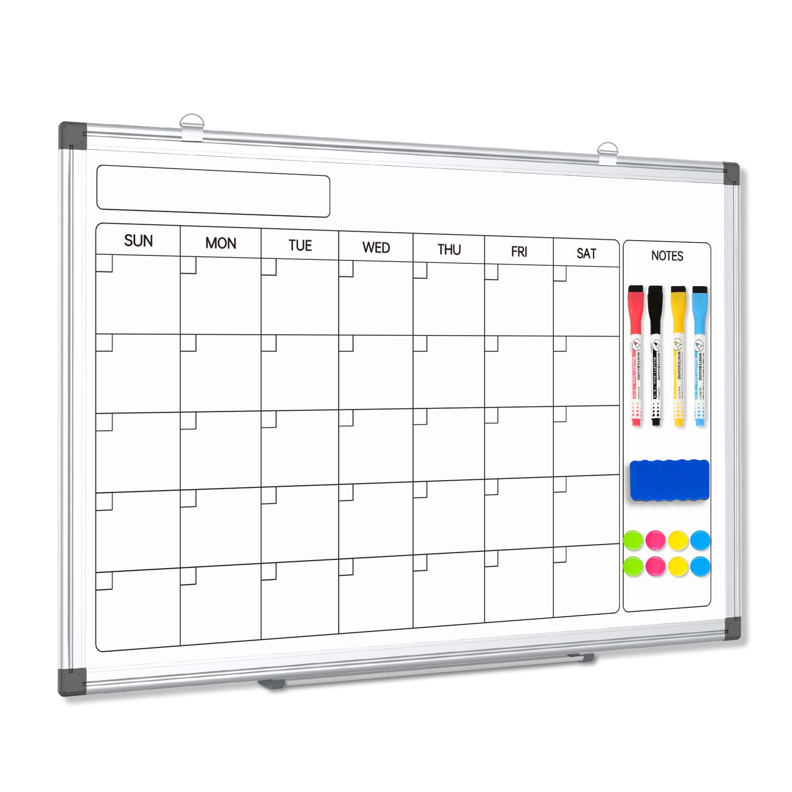 AMUSIGHT Magnetic Double-Sided Whiteboard Calendar, 24" x 18" | Dry Erase Calend
