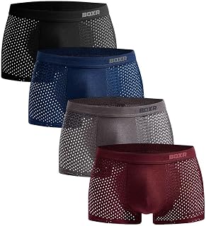 BOXR Underwear Bamboo Boxer Shorts - Pack of 4 - Soft as Silk and Breathable (S-3XL)