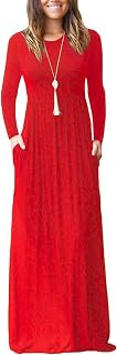 GRECERELLE Maxi abito da donna 2024, a maniche lunghe, casual, lungo, per viaggi e vacanze, Rosso, XX-Large