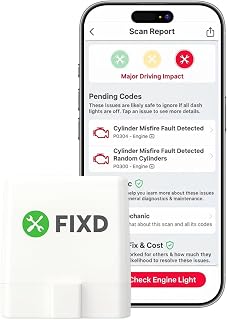 FIXD Bluetooth OBD2 Scanner - Car Diagnostic Check Engine Code Reader | iPhone/Android compatible | Automotive scan tool for repairs + buying | Enhanced manufacturer data