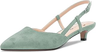 Castamere Women's Kitten Low Heel Heel Lace Toe Cap Pumps Slingback Classic Dress Office Shoes Sandals Slip-on 3.5 cm Heels