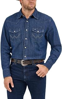 Wrangler Men's Authentic Cowboy Cut Work Western Long-Sleeve Firm Finish Shirt