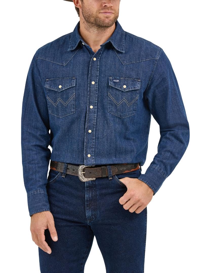 Wrangler Men's Authentic Cowboy Cut Work Western Long-Sleeve Firm Finish Shirt