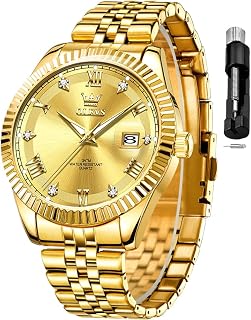 OLEVS Mens Classic Analog Luxury Stainless Steel Waterproof Date Two Tone Luminous Watch for Men