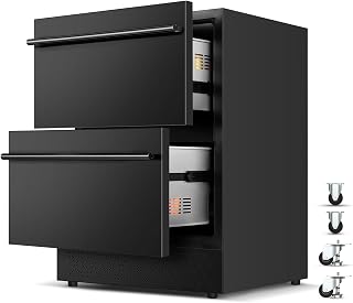 Tylza 24" Drawer Beverage Cooler 145-Can Stainless Quiet Black | Fast cool, <38dB, undercounter/free, self-close, stainless IPX4