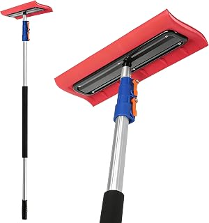 Snow Rakes Roof Rake, 5-12 Ft Extendable (Up to 18 Ft Reach) Lightweight Aluminum with Soft Foam Pad for Snow Removal Solar Panel Cleaning