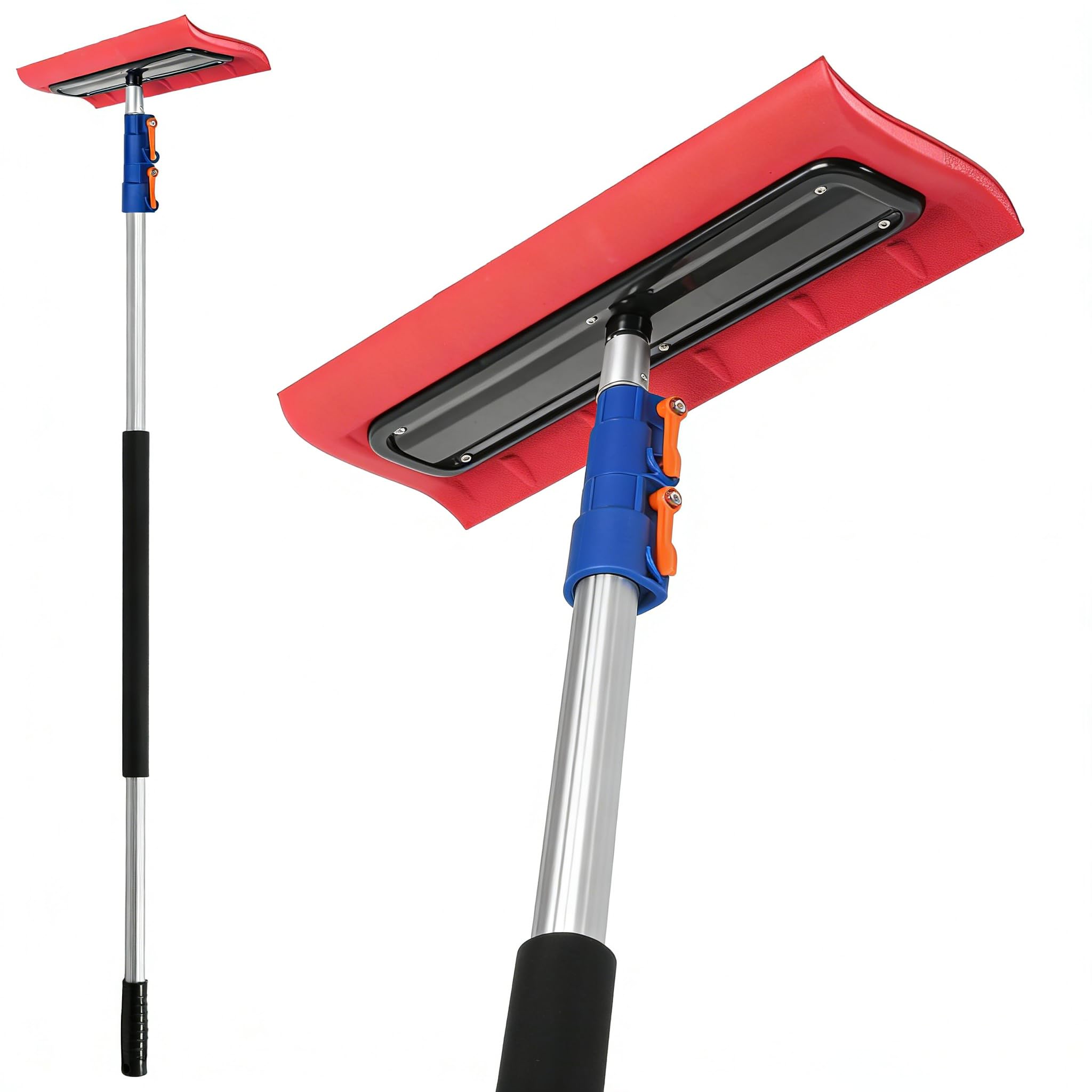 Snow Rakes Roof Rake, 5-12 Ft Extendable (Up to 18 Ft Reach) Lightweight Aluminu