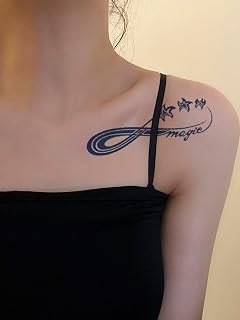 Herbal Juice Semi-Permanent Minimalist Tattoo Inspirational Words Infinity Symbol Pattern Tattoo Sticker Daily Party Gift Shoulder Neck Arm Leg Body Waterproof Tattoo Sticker 1 Pack