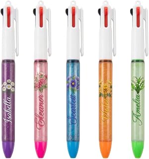 Personalised Birth Flower 3 Color Pen with Custom Name Multicolor Ballpoint Pen Red Blue Black ink Retractable Pen for Women Teacher Students Floral School Gift for Birthday Bridesmaid Christmas