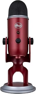 Blue Yeti USB Mic for Recording & Streaming on PC and Mac, 3 Condenser Capsules, 4 Pickup Patterns, Headphone Output and Volume Control, Mic Gain Control, Adjustable Stand, Plug & Play -Crimson Red