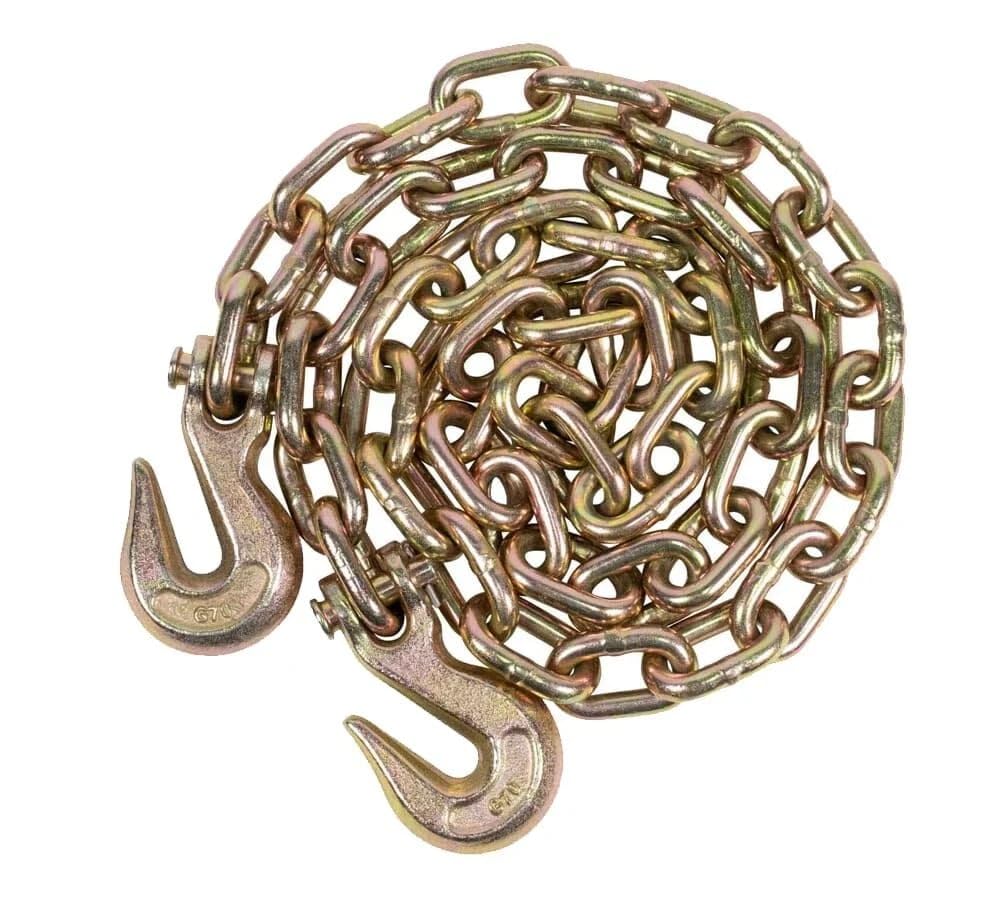 Mytee Products 3/8 Inch x 20 FT Grade 70 Binder Chain with Clevis Grab Hooks - G