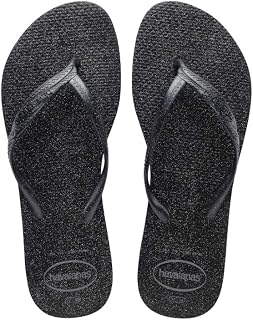 Havaianas Fantasia Gloss Black Grey 35 3 Flip Flops Womens