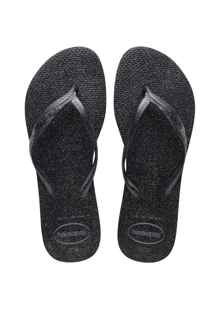 Havaianas Fantasia Gloss Black Grey 35 3 Flip Flops Womens