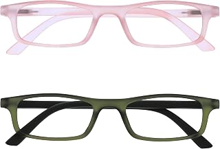 OPULIZE TED Reading Glasses for Men Women - Lightweight Narrow Rectangular Matt Frame - Spring Hinges Multipack