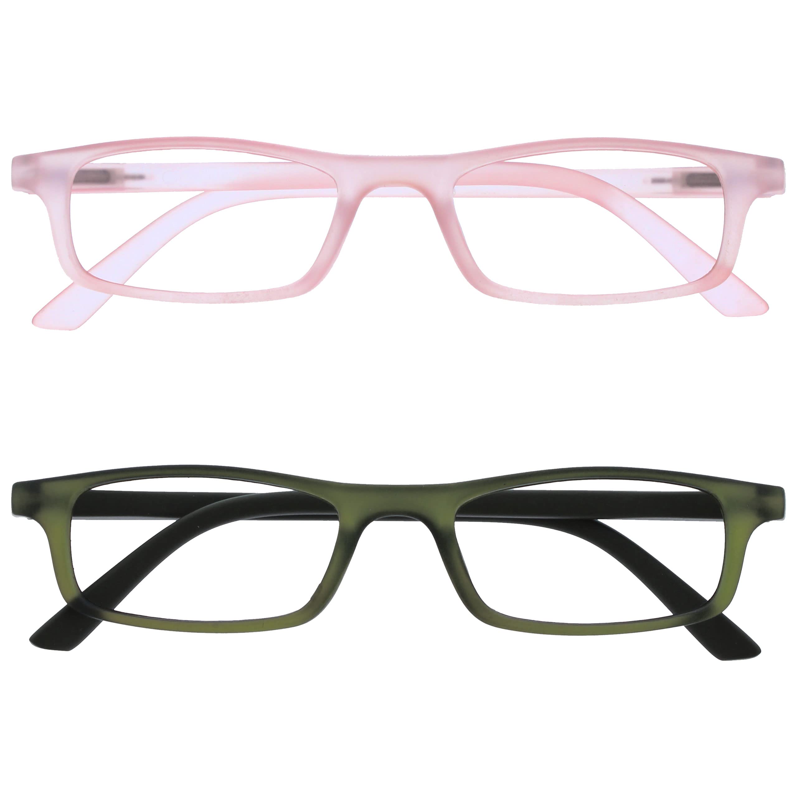OPULIZE TED Reading Glasses for Men Women - Lightweight Narrow Rectangular Matt 