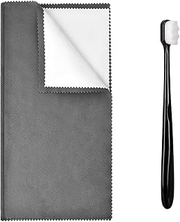 Syyflibb 1PCS Jewelry Cleaning Cloth, Silver Polishing Cloth Jewelry,1 PCS Ultra-Soft Brushes (Wave) for Cleaning Gold, Diamonds, Platinum, Gemstones, Coins (Black)