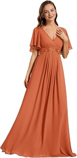 Ever-Pretty EE01960 Women's Elegant V-Neck Ruffle Sleeve Long Dress Ceremony Dress