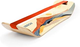 GIBBON SlackBoard Plus, Plus & Stand - 2-in-1 Slackline Balance Board for Adults - Workout Equipment Home Gym Training - Slack Board Wooden Balance Trainer - Standing Desk Exercise, Yoga, Agility