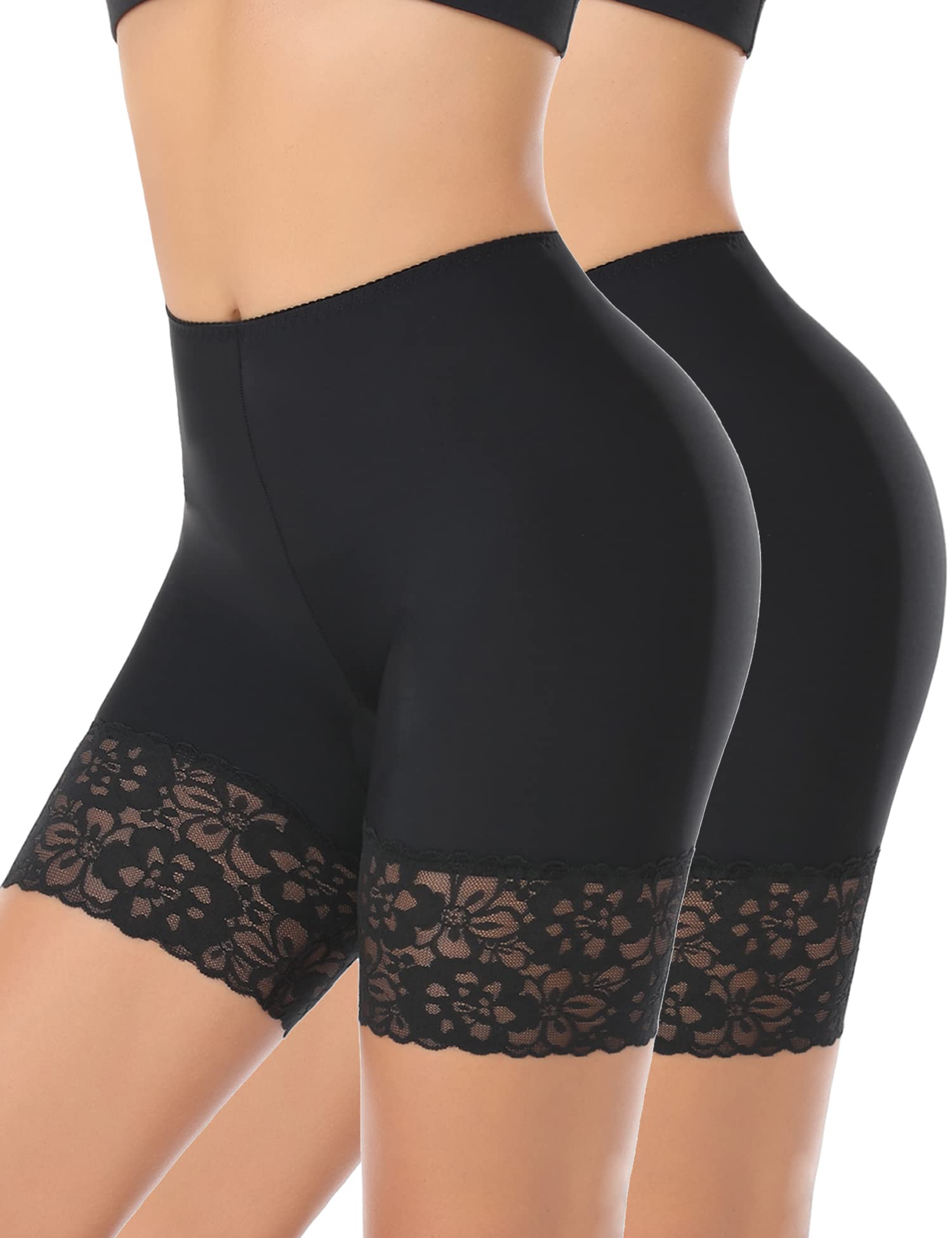 YARRCO Lace Anti Chafing Shorts for Women Seamless Slip Shorts for Under Dresses