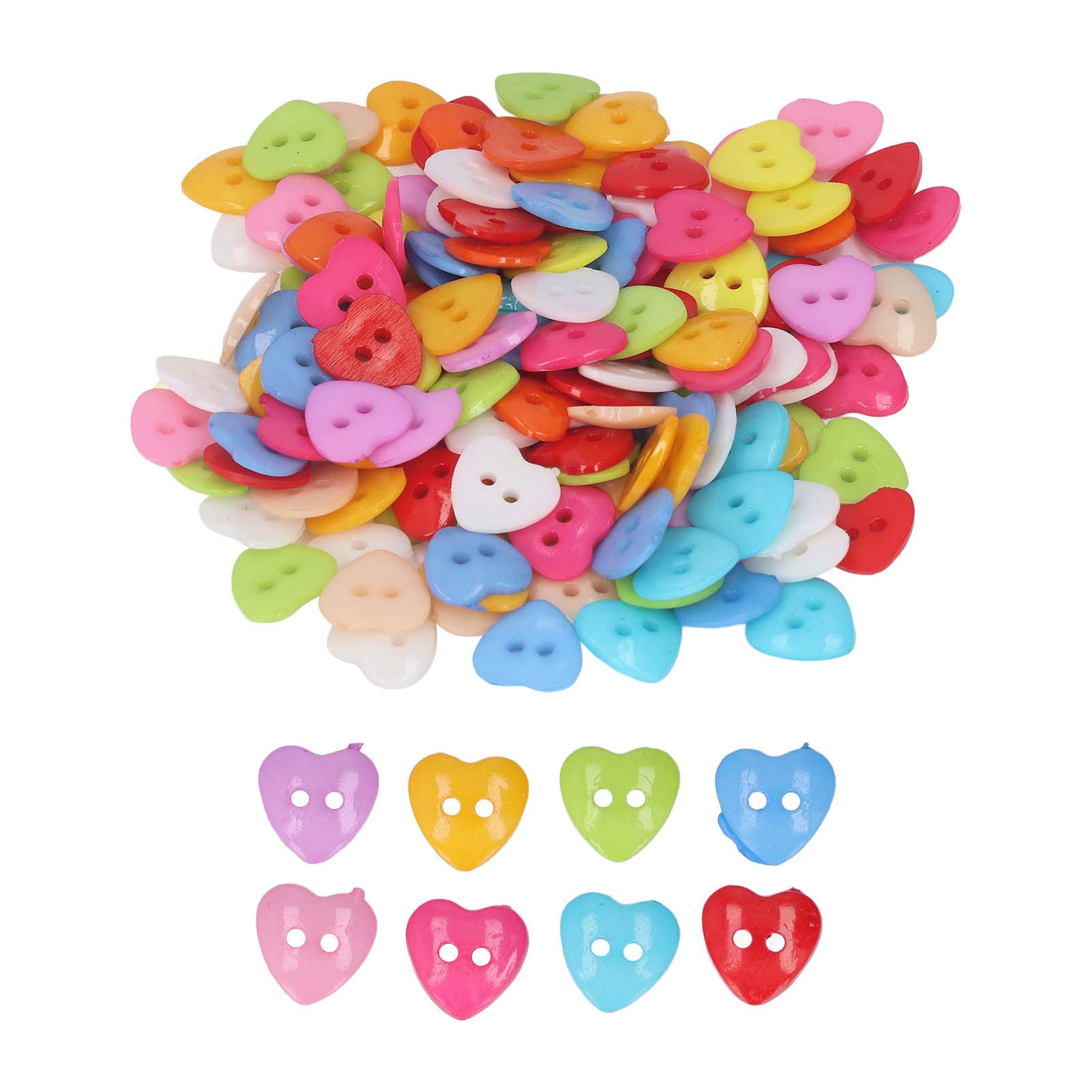 Pack of 200 Colorful Heart Shape Buttons Elegant Buttons for Sewing DIY Crafts D