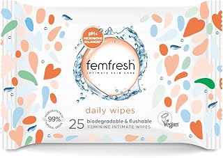 Femfresh Intimate Wipes, pH Balanced & Hypoallergenic, 25 Wipes | pH Balanced & Hypoallergenic Intimate Wipes for Daily Freshness, Gentle on Sensitive Skin